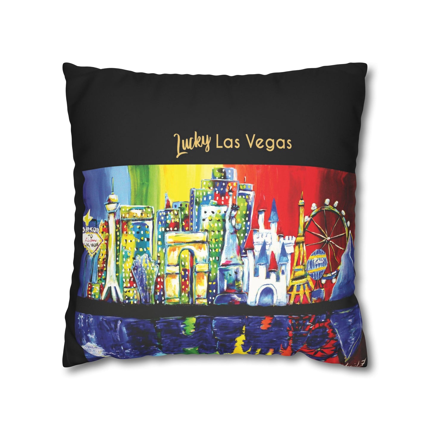 Lucky Las Vegas Faux Suede Square Pillowcase