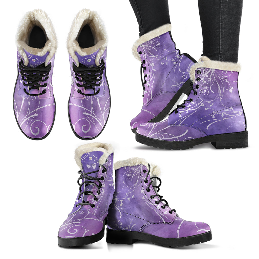 Lavender Fields Fur Lined Indi Art Leather Boots