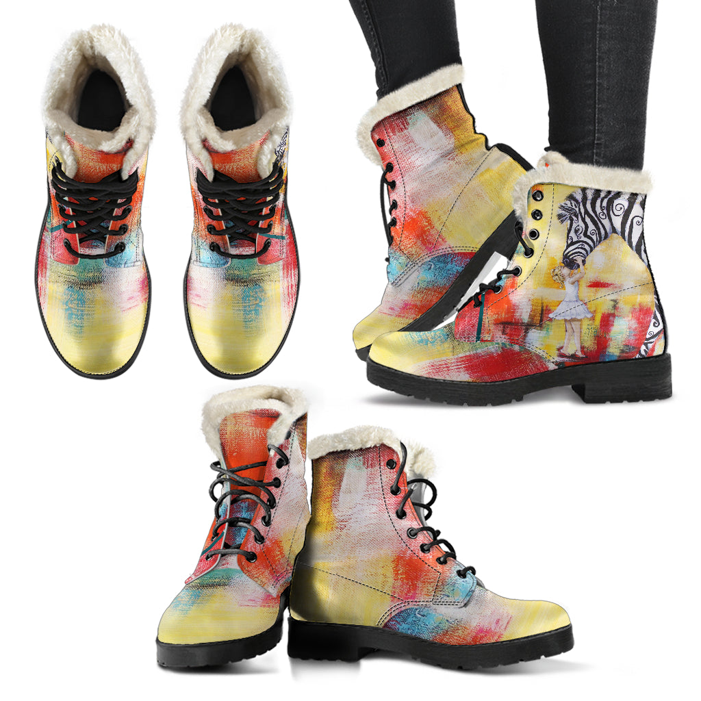 Acceptance Zebra Fur Lined Leather Boots