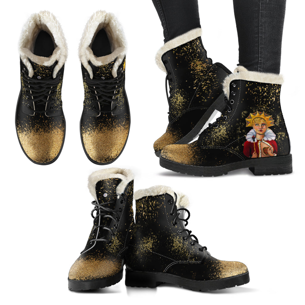 Queen of Broken Hearts Fur Leather Boots