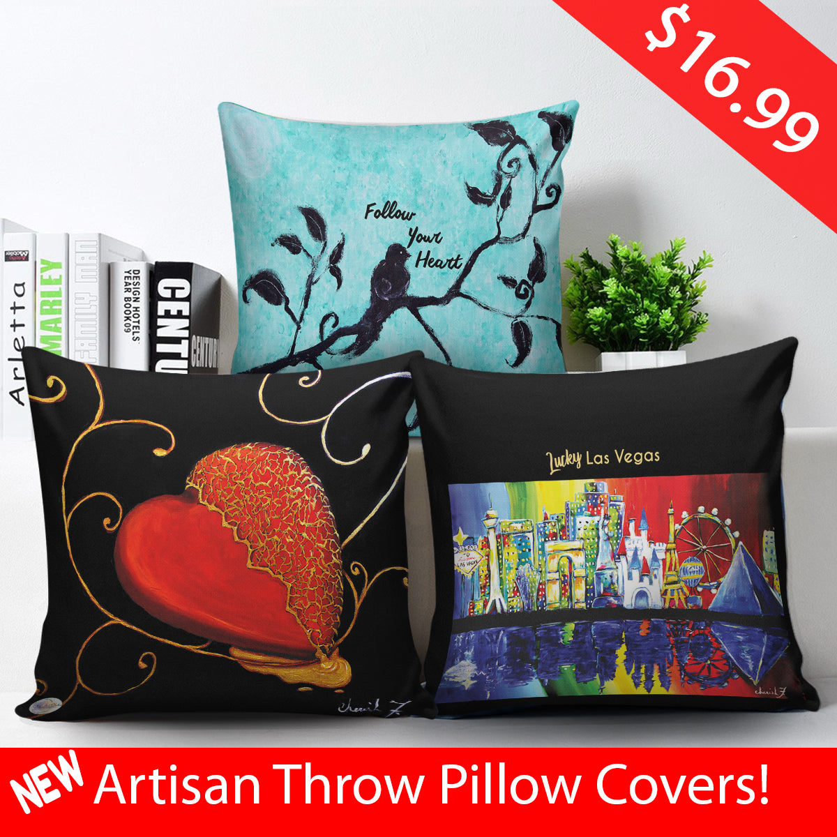 Lucky Las Vegas Throw Pillow Cover 18x18in