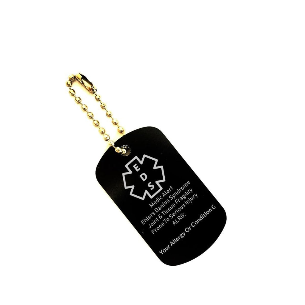 Customizable EDS Medical Alert Dog Tag Key Chain - C.W. Art Studio