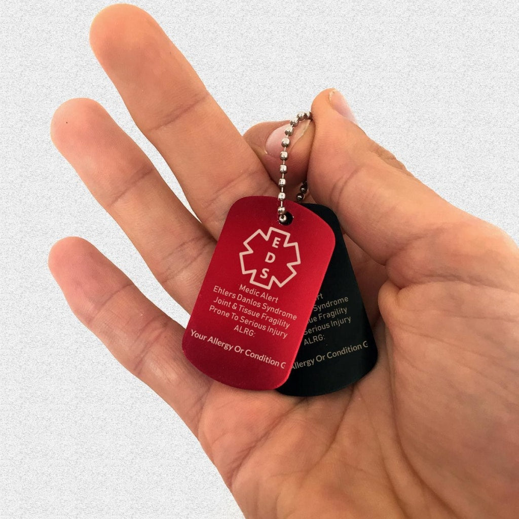 Customizable EDS Medical Alert Dog Tag Key Chain - C.W. Art Studio