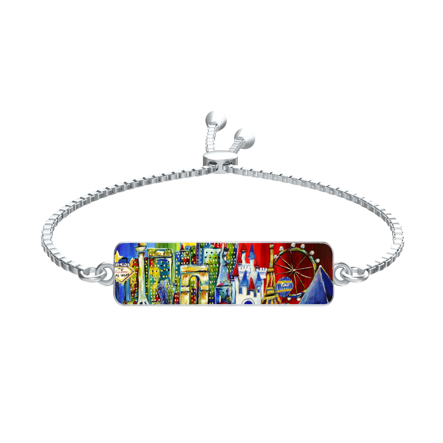 Las Vegas Cityscape Jaylon Slider Bracelet in Silver