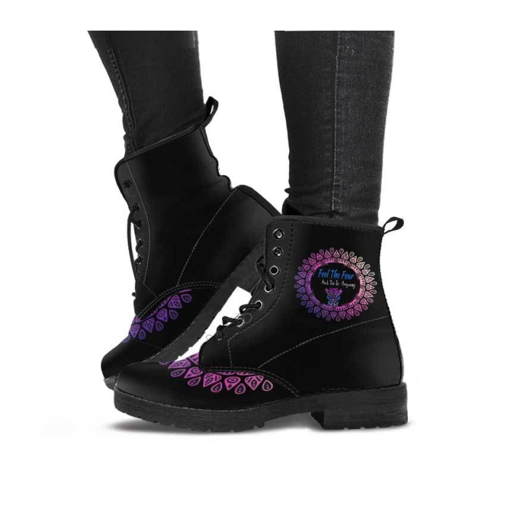 Feel the Fear Tribal Owl Boots - C.W. Art Studio