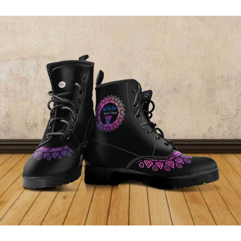 Feel the Fear Tribal Owl Boots - C.W. Art Studio