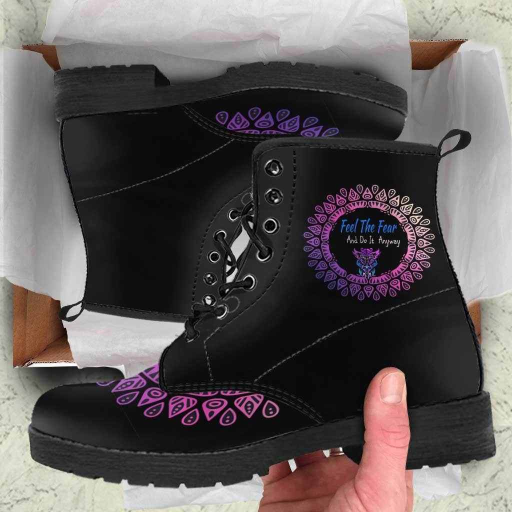 Feel the Fear Tribal Owl Boots - C.W. Art Studio