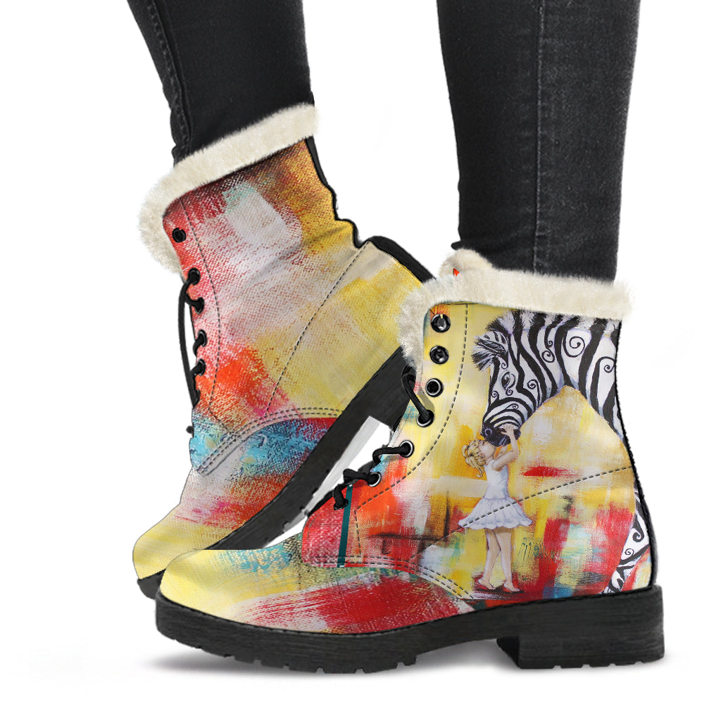 Acceptance Zebra Fur Lined Leather Boots