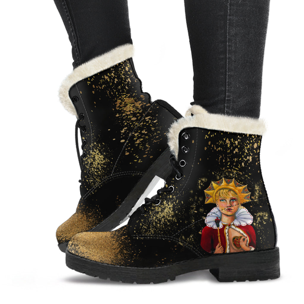 Queen of Broken Hearts Fur Leather Boots