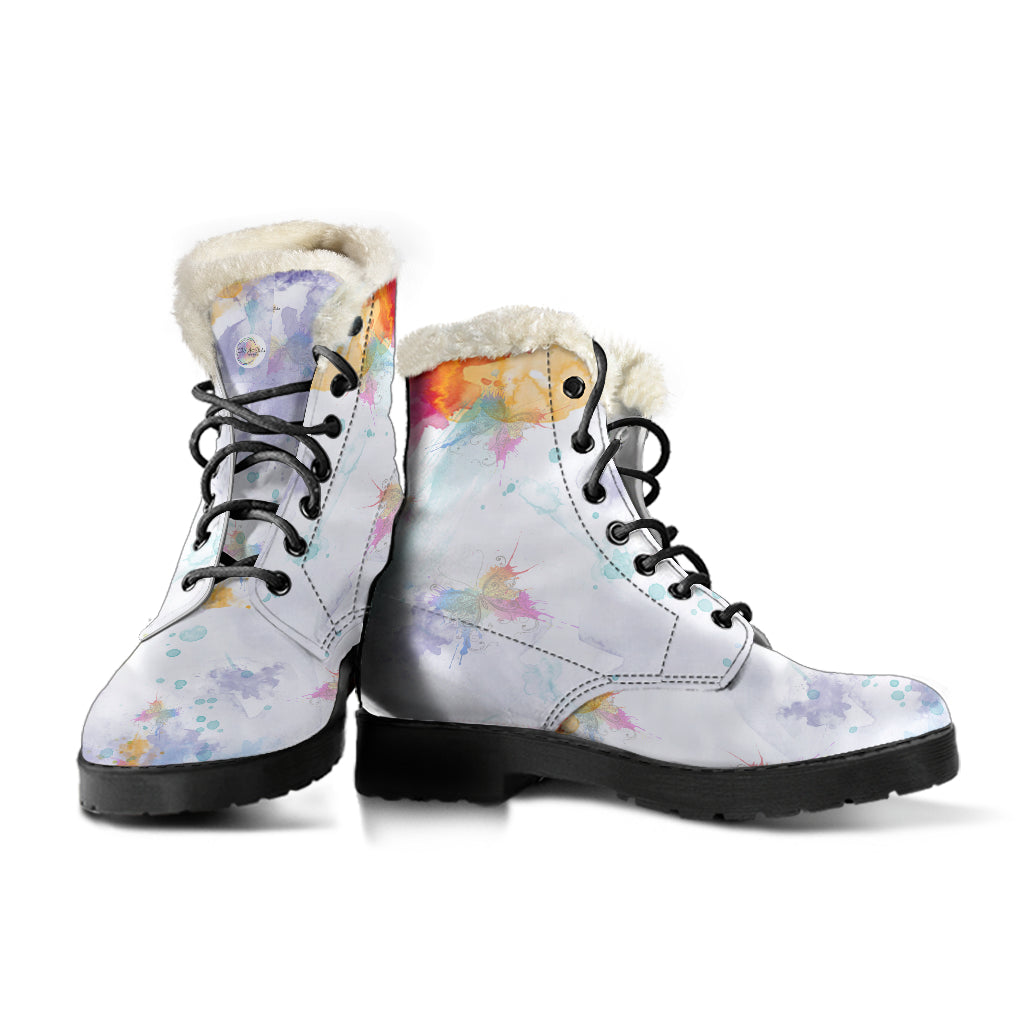 Watercolors Butterfly Fur Lined Boots by SophieStar