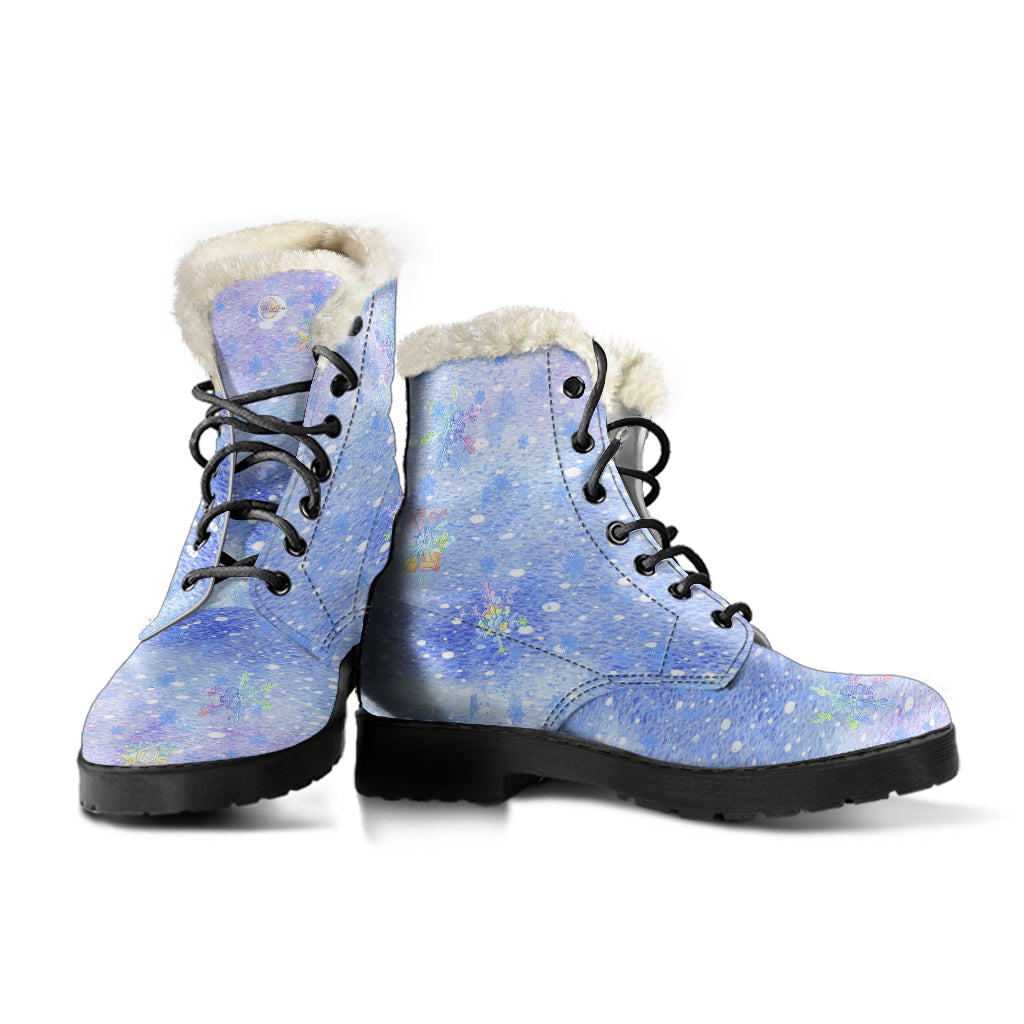 Winter Wonderland Indie Art Fur Lined Leather Boots