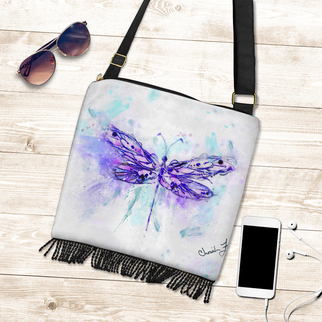 Purple Dragonfly Boho Cross Body Purse