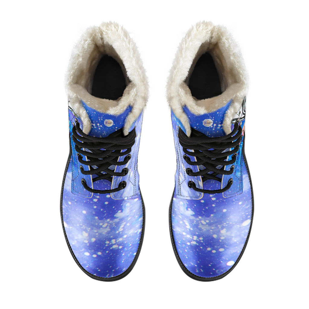 Zebra Kiss Fur Lined Leather Boots