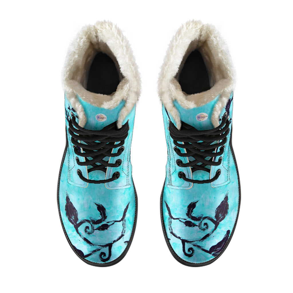 Follow Your Heart Fur Lined Whimsical Leather Boots
