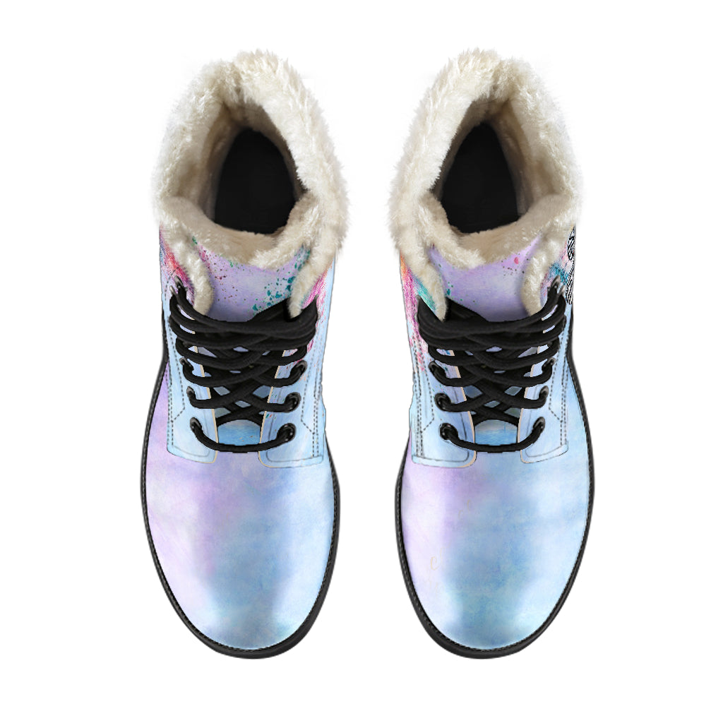 Choose Happiness Whimsical Fur Lined Boots