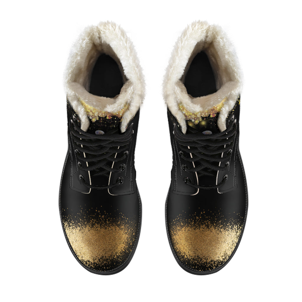 With Brave wings She Flies Indie Art Fur Lined Boots