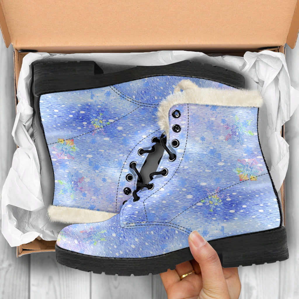 Winter Wonderland Indie Art Fur Lined Leather Boots