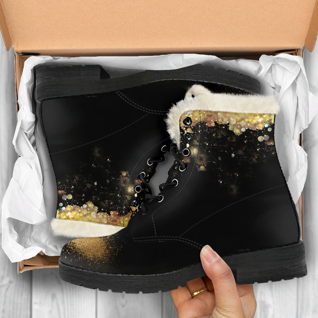 With Brave wings She Flies Indie Art Fur Lined Boots