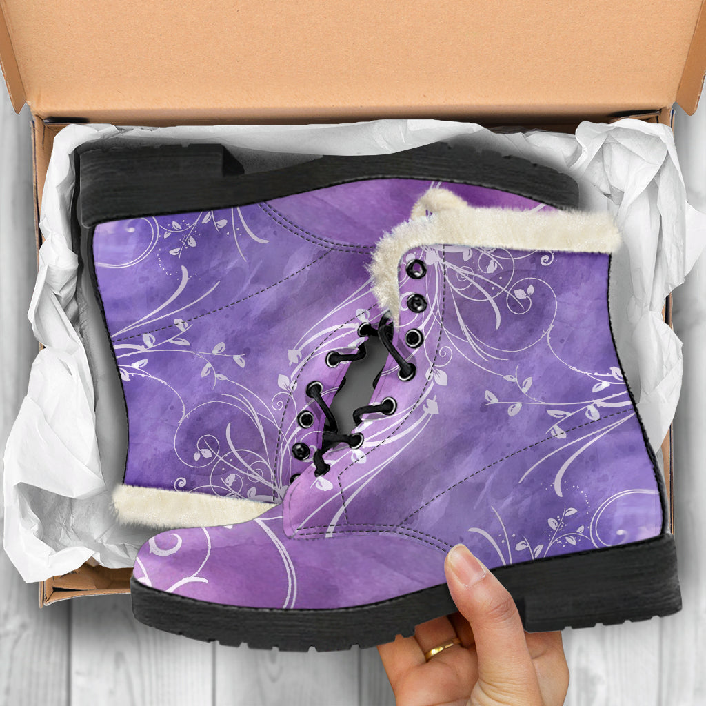 Lavender Fields Fur Lined Indi Art Leather Boots