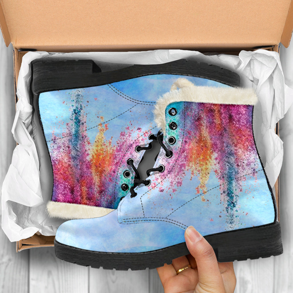 Choose Happiness Whimsical Fur Lined Boots