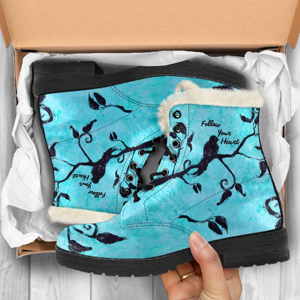Follow Your Heart Fur Lined Whimsical Leather Boots