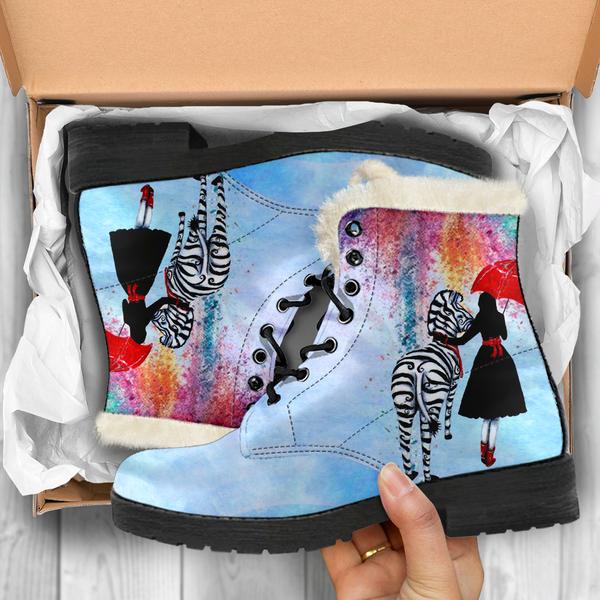 Choose Happiness Whimsical Fur Lined Boots