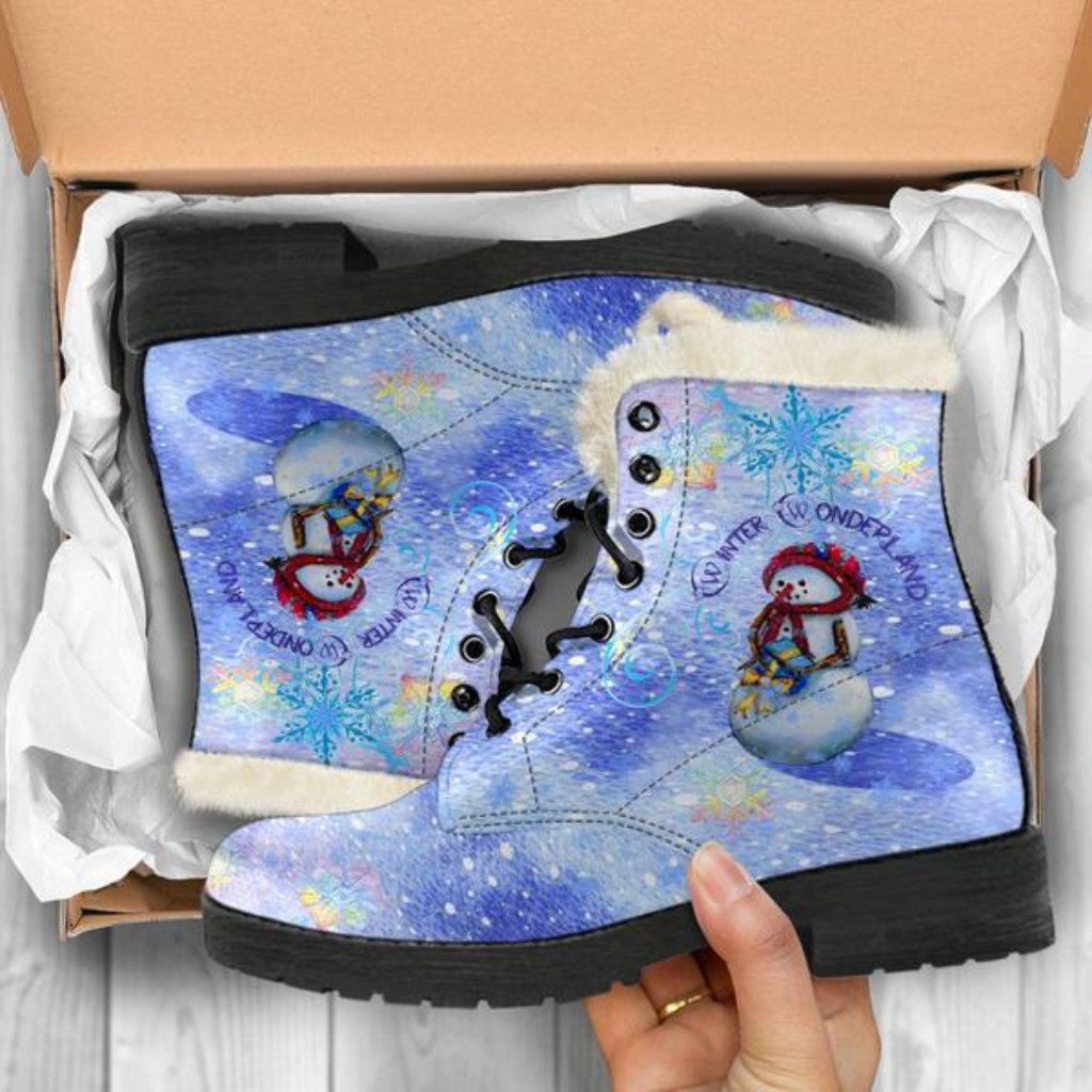 Winter Wonderland Indie Art Fur Lined Leather Boots