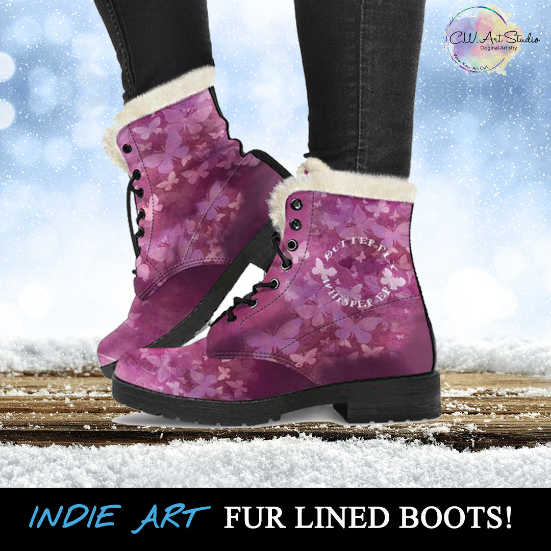 Butterfly Whisperer Fur Lined Leather Boots by SophieStar