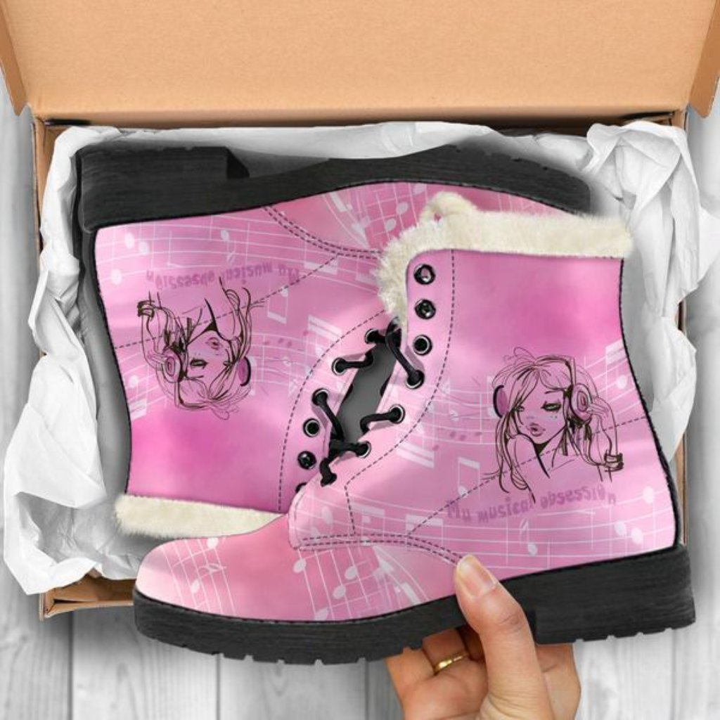 My Musical Obsession Pink Fur Lined Boots by SophieStar