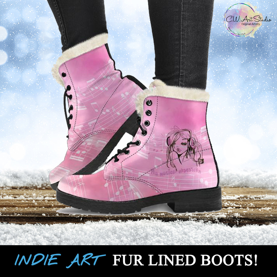 My Musical Obsession Pink Fur Lined Boots by SophieStar