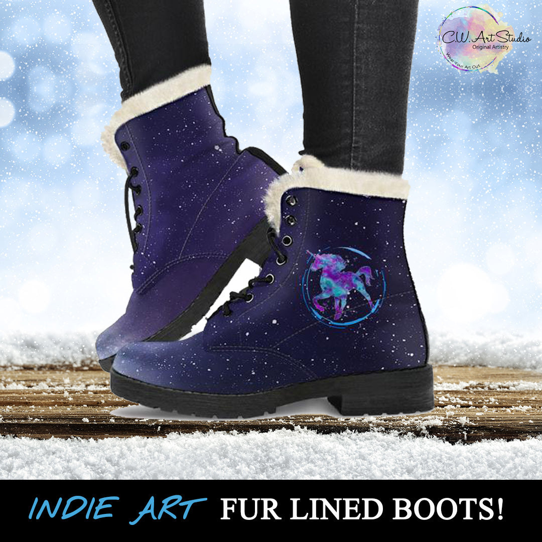 Starry Unicorn Fur Lined Boots by SophieStar