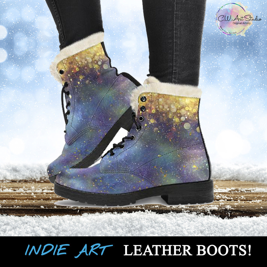 Gold Dust and Stars Fur Lined Boots by SophieStar