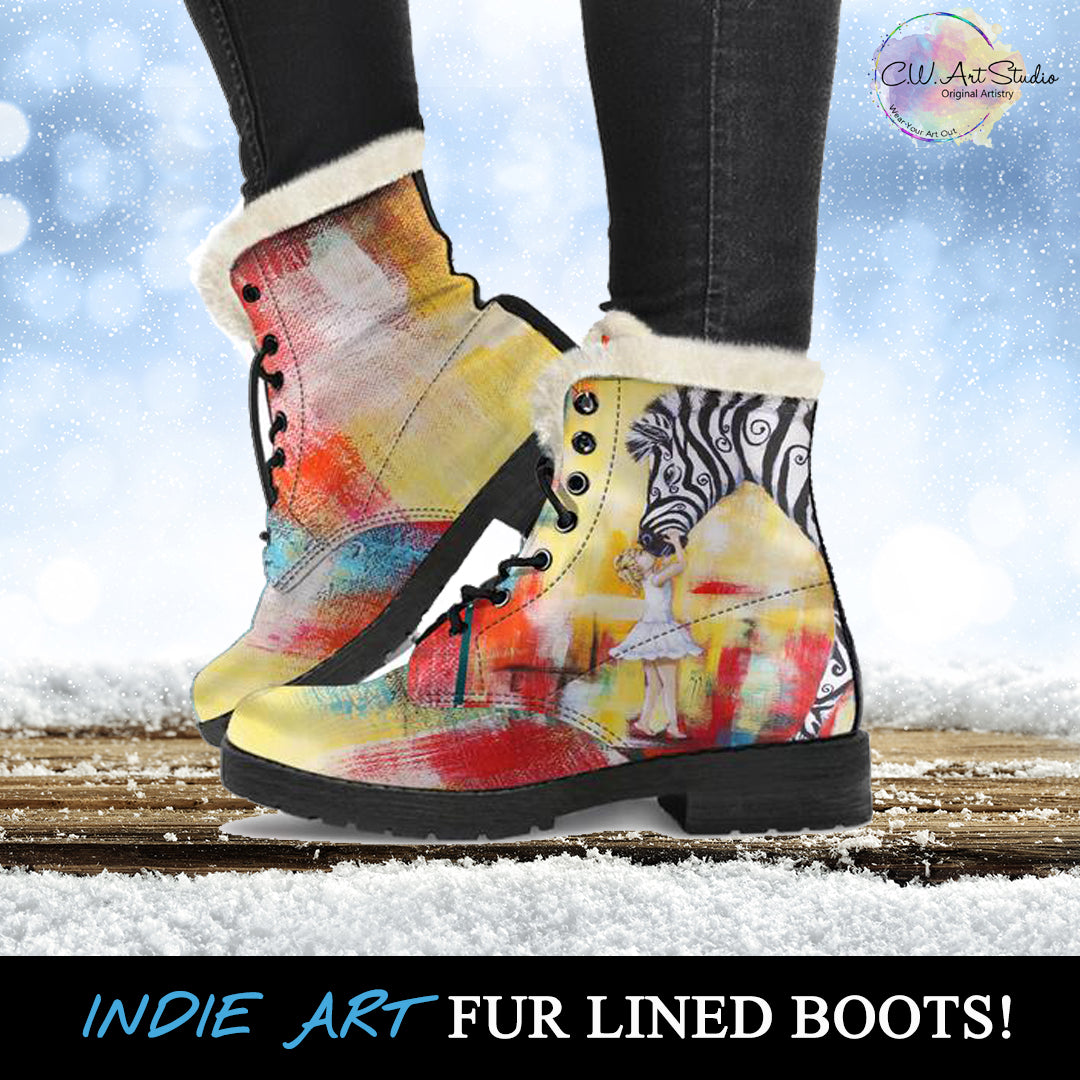 Acceptance Zebra Fur Lined Leather Boots