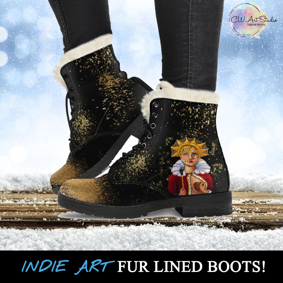 Queen of Broken Hearts Fur Leather Boots