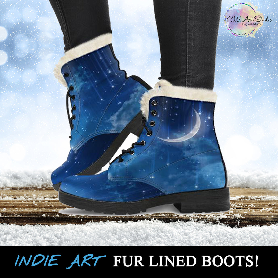 Shooting Stars Fur Lined Leather Boots by SophieStar