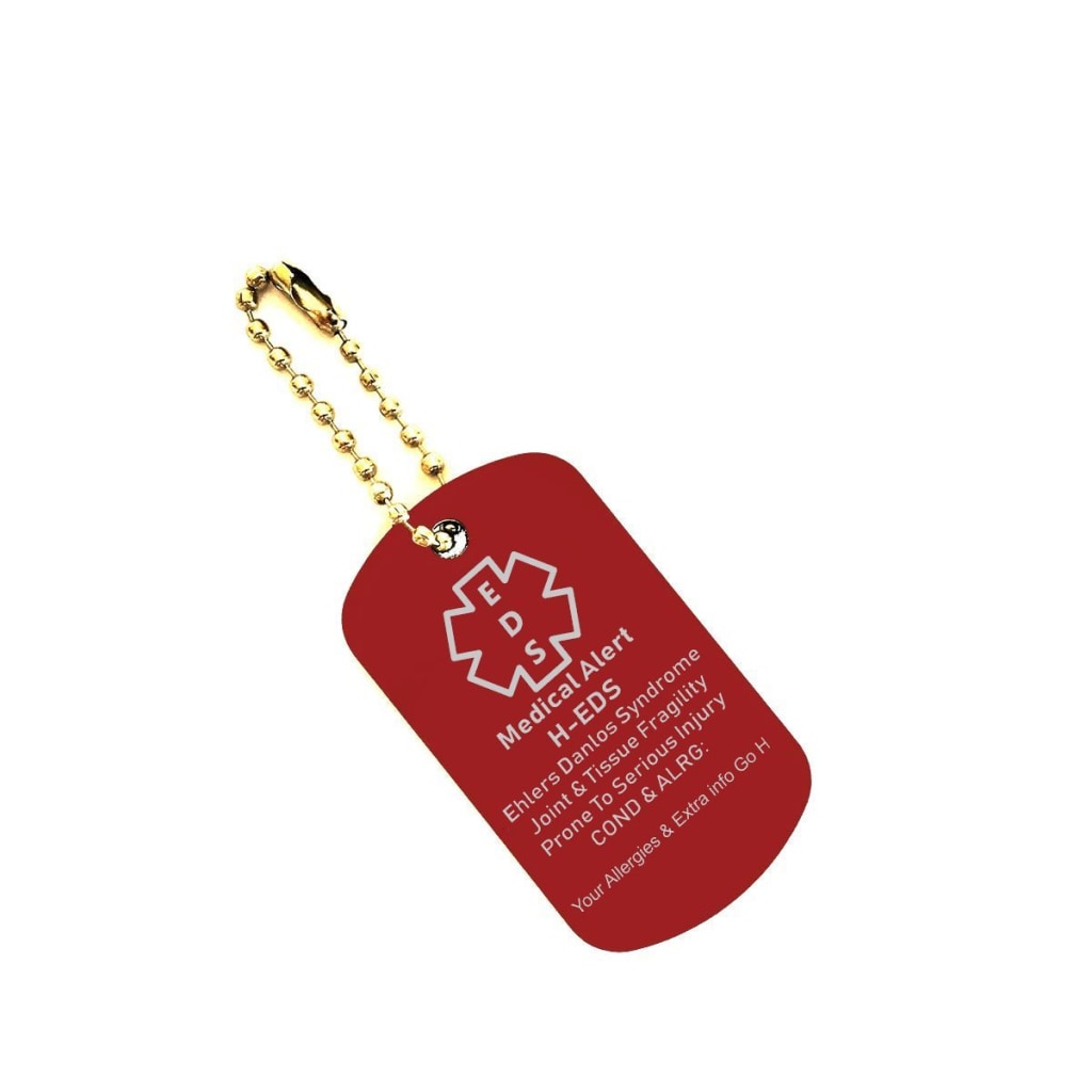 H-Ehlers Danlos Syndrome Medical Alert Dog Tag Key Chain - C.W. Art Studio