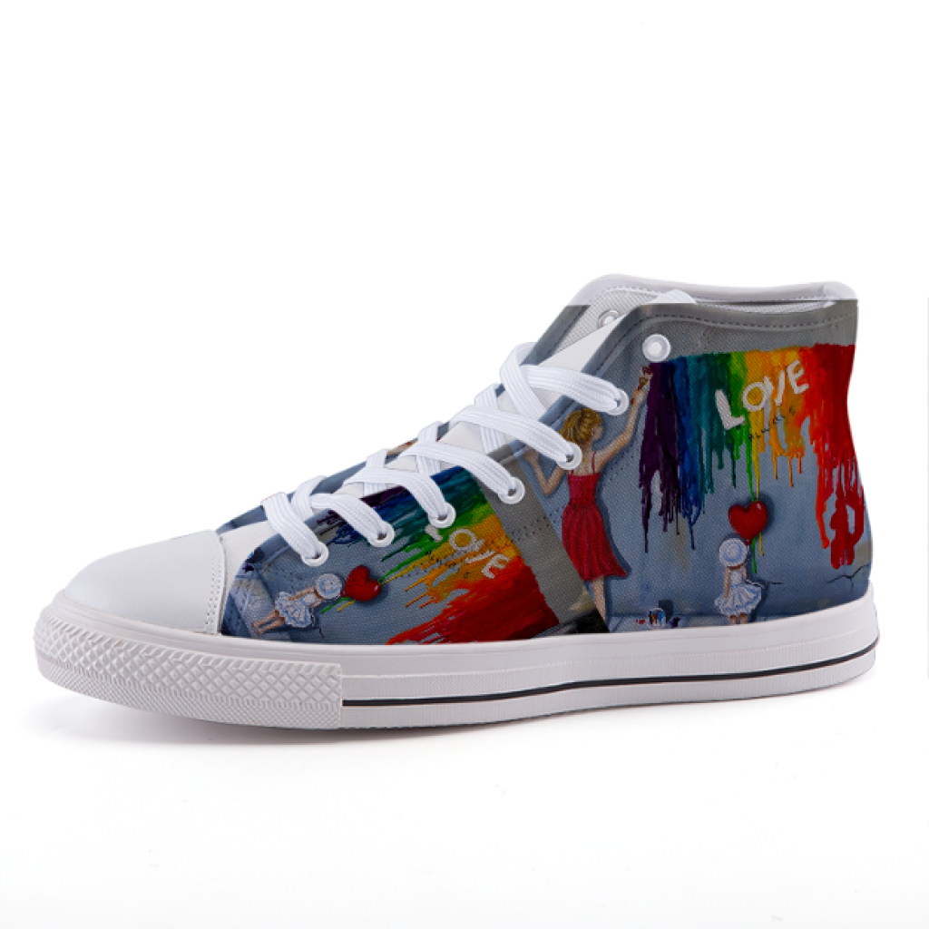 High-Top Canvas Sneakers - Love Design - 35 - Shoes C.w. Art Studio