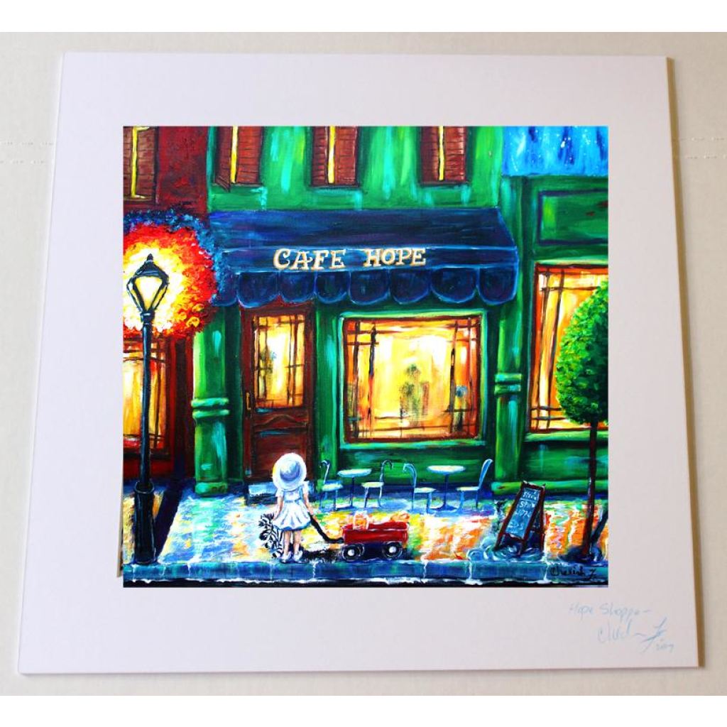 Hope Cafe Artist Embellished Giclée- Each Piece Unique - C.W. Art Studio