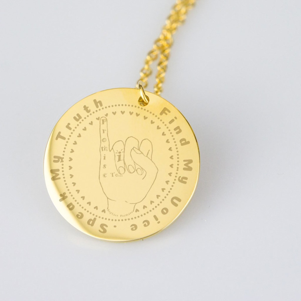 I Promise To ... Find My Voice .Speak My Truth Sophies Promise Pendent Necklace - C.W. Art Studio