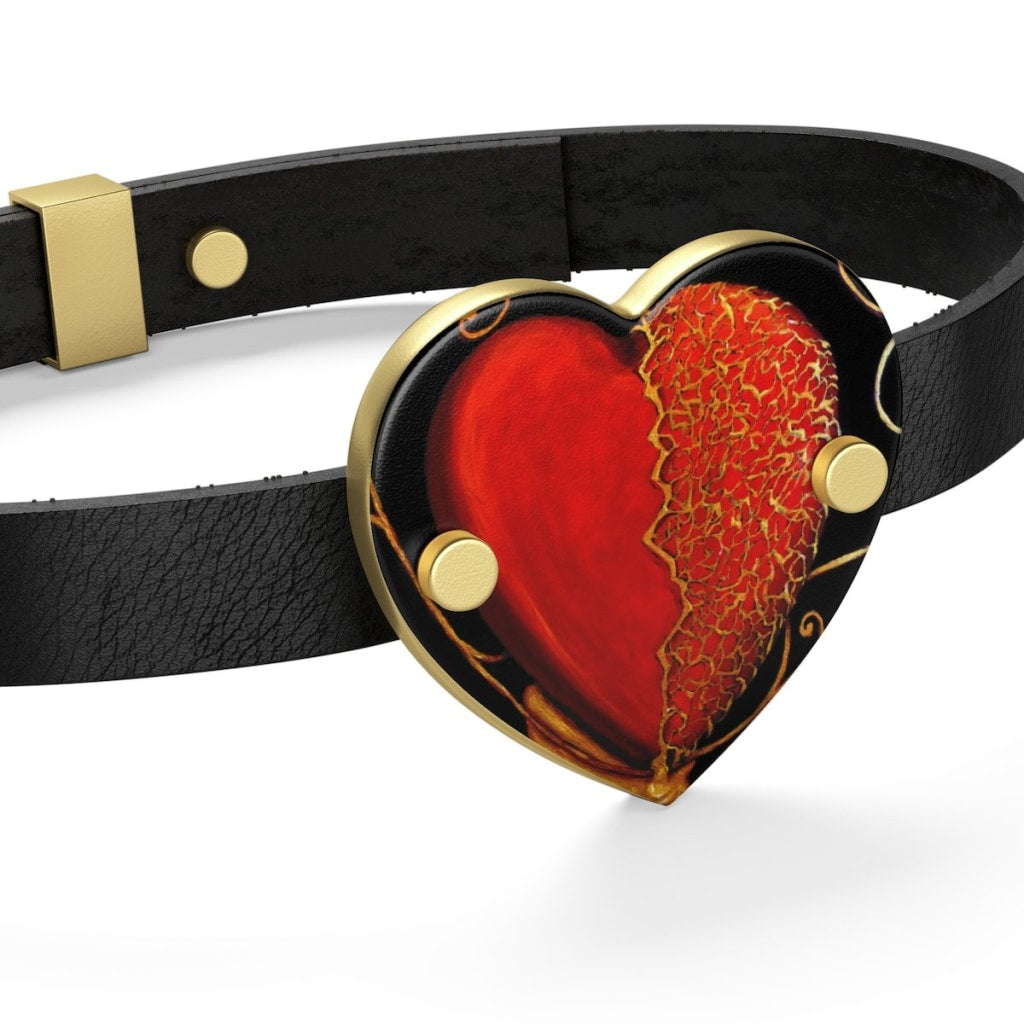 Kintsugi Heart Leather Bracelet - C.W. Art Studio