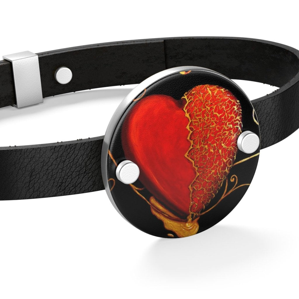 Kintsugi Heart Leather Bracelet - C.W. Art Studio