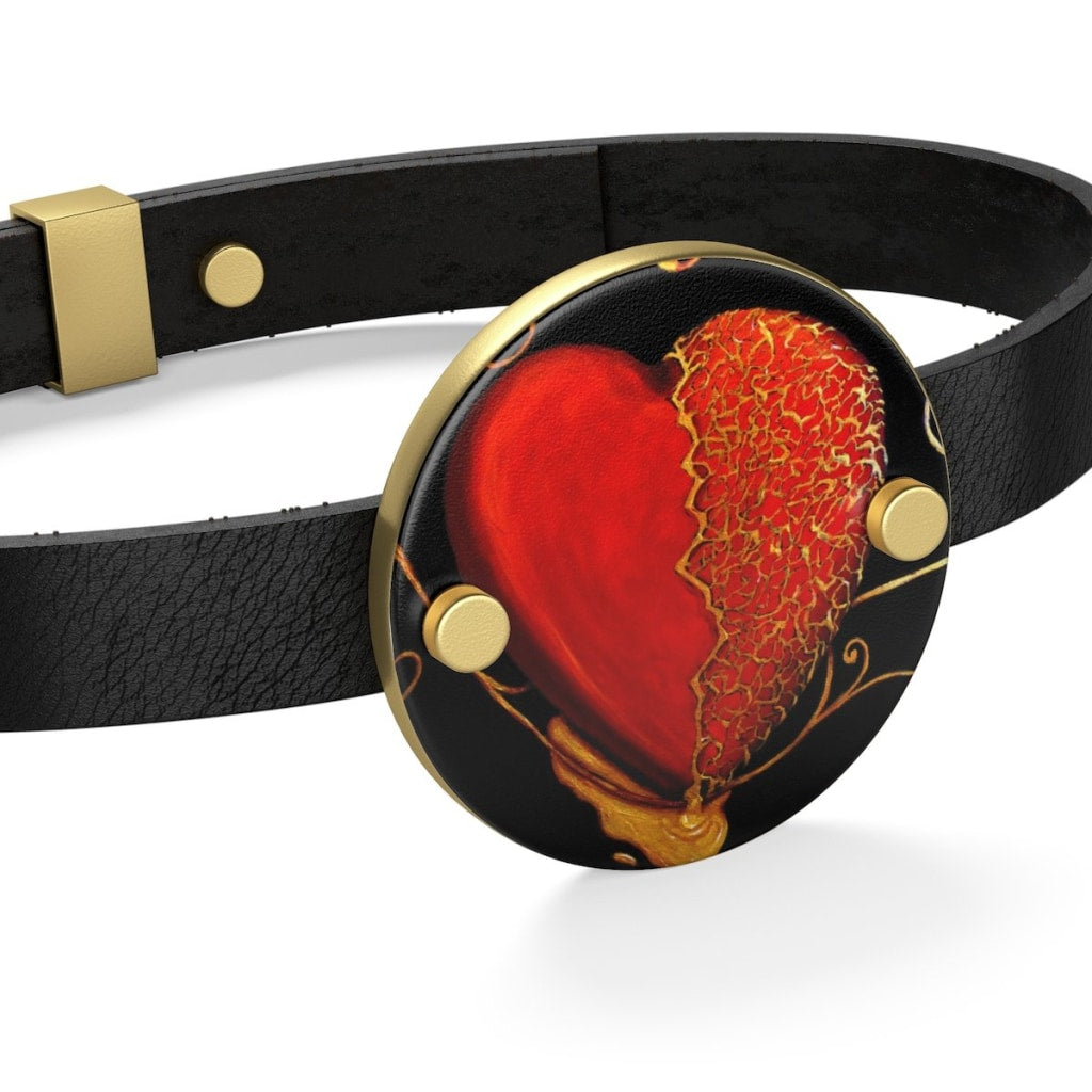 Kintsugi Heart Leather Bracelet - C.W. Art Studio