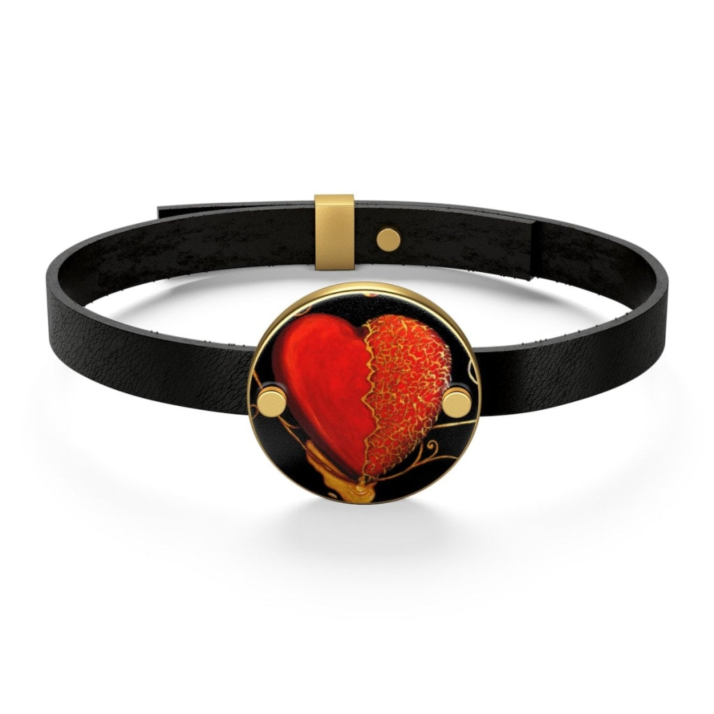 Kintsugi Heart Leather Bracelet - C.W. Art Studio