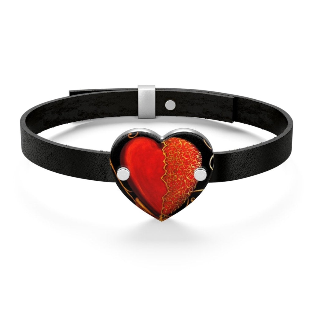 Kintsugi Heart Leather Bracelet - C.W. Art Studio
