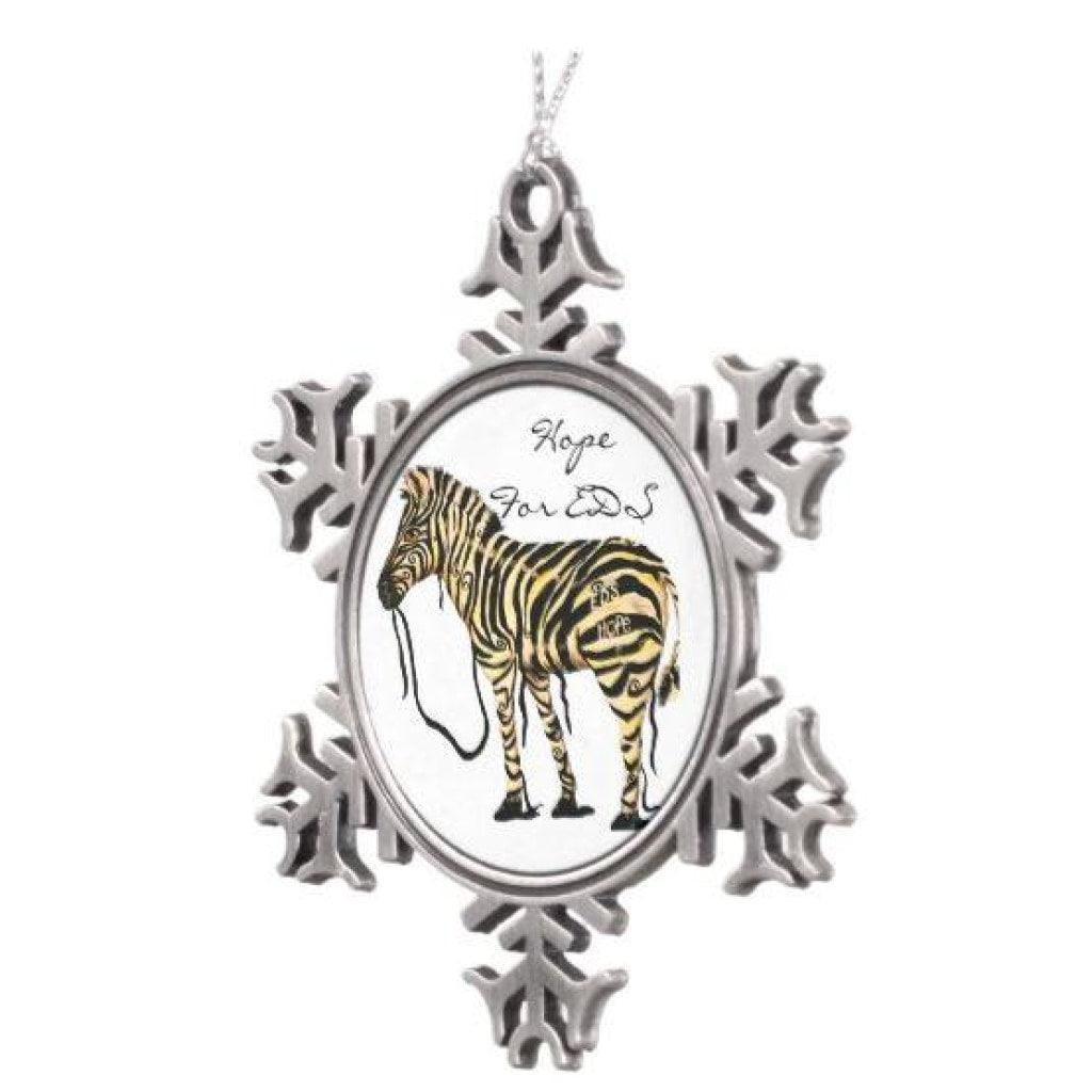 ARTIST SIGNED EDS Pewter Snowflake Christmas Ornament - EDS Hope Zebra