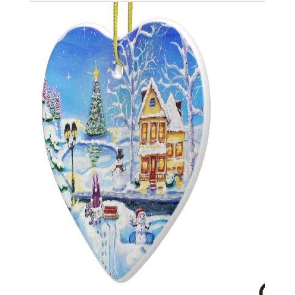 Porcelain Heart Christmas Ornament - EDS Hope CW Art Studio Exlusive - C.W. Art Studio