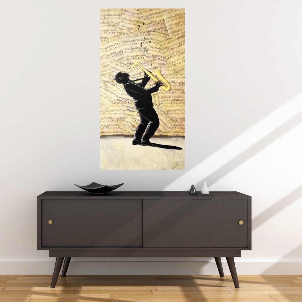 Sax Man Fabric Wall Poster - C.W. Art Studio