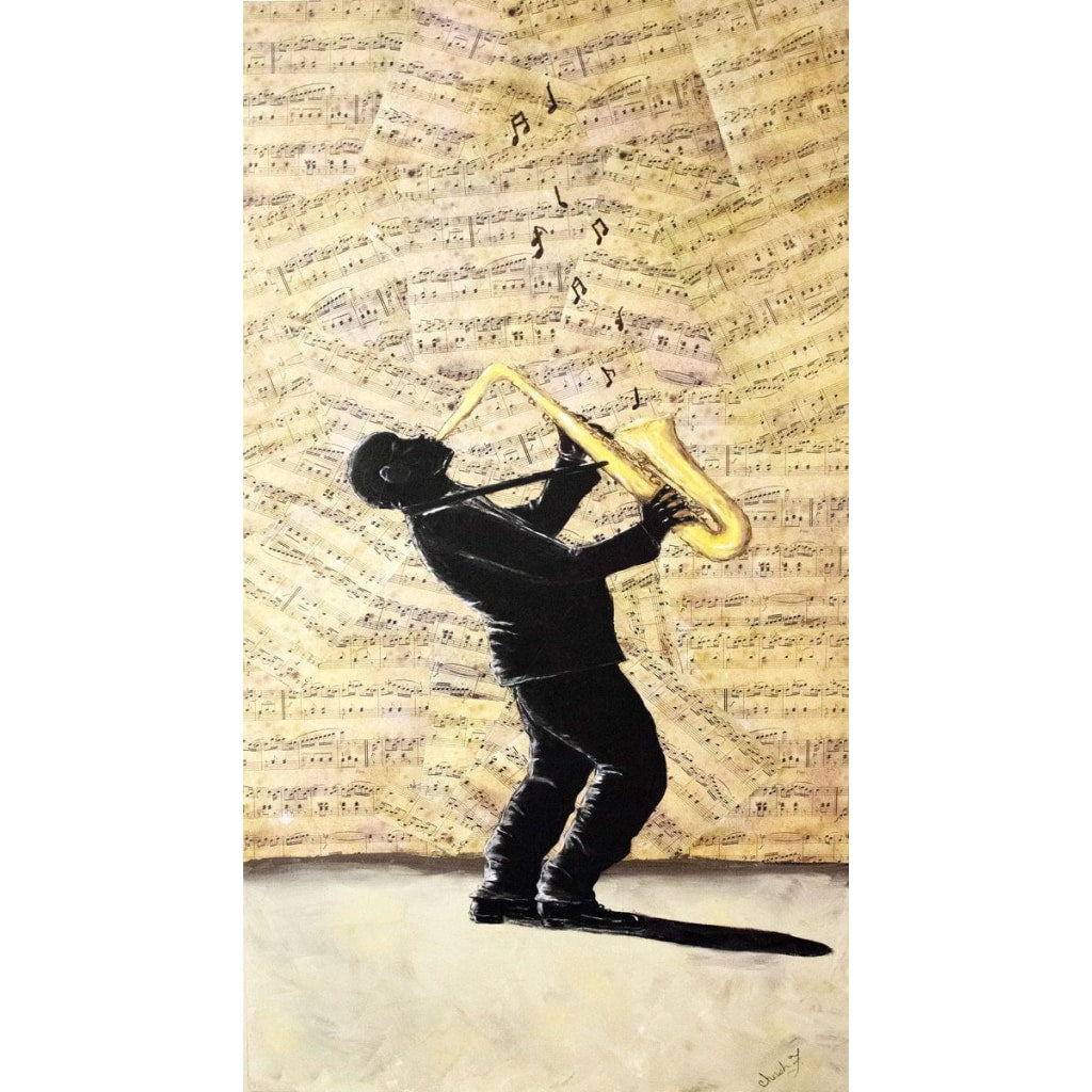 Sax Man Glicee Canvas Print - C.W. Art Studio