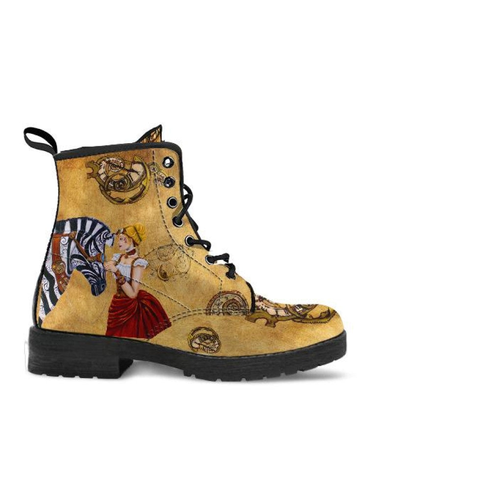 Steampunk Angel And Zebra Gold Boots - C.W. Art Studio