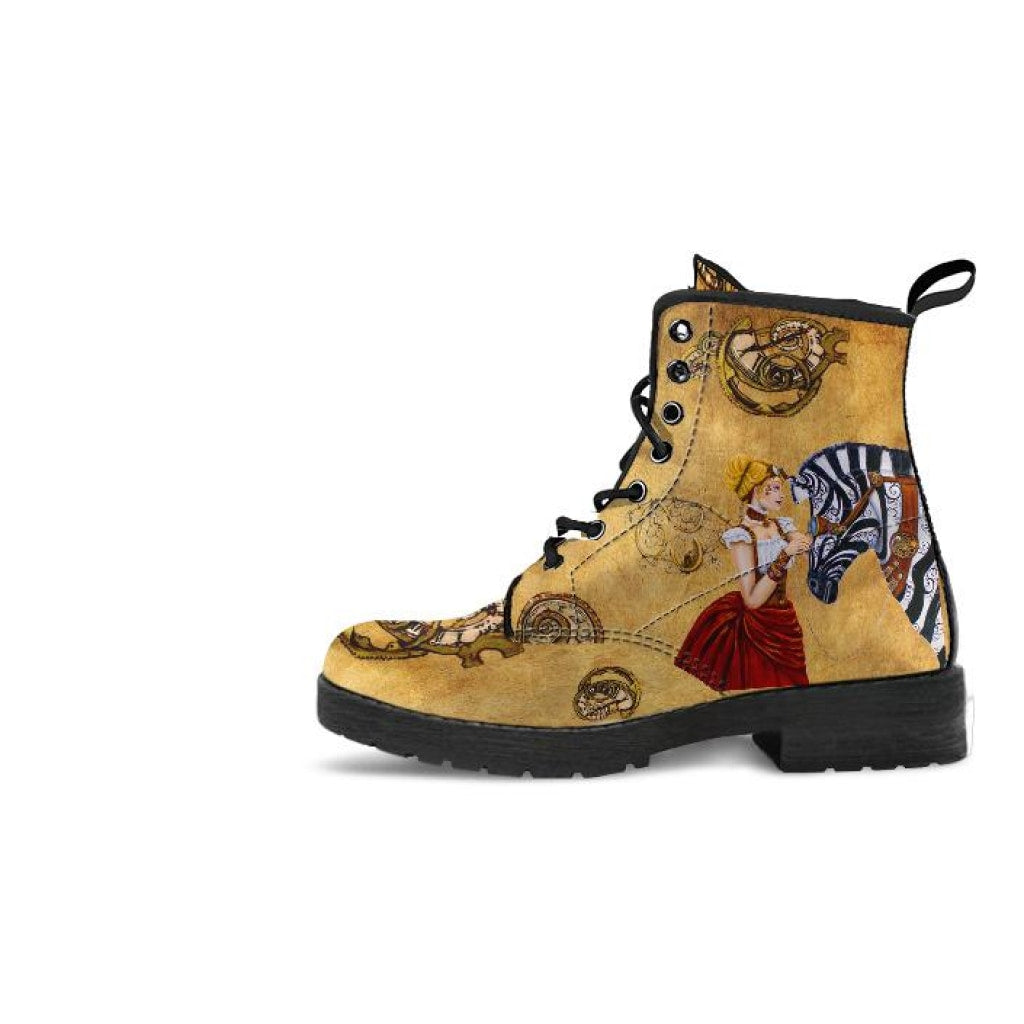 Steampunk Angel And Zebra Gold Boots - C.W. Art Studio